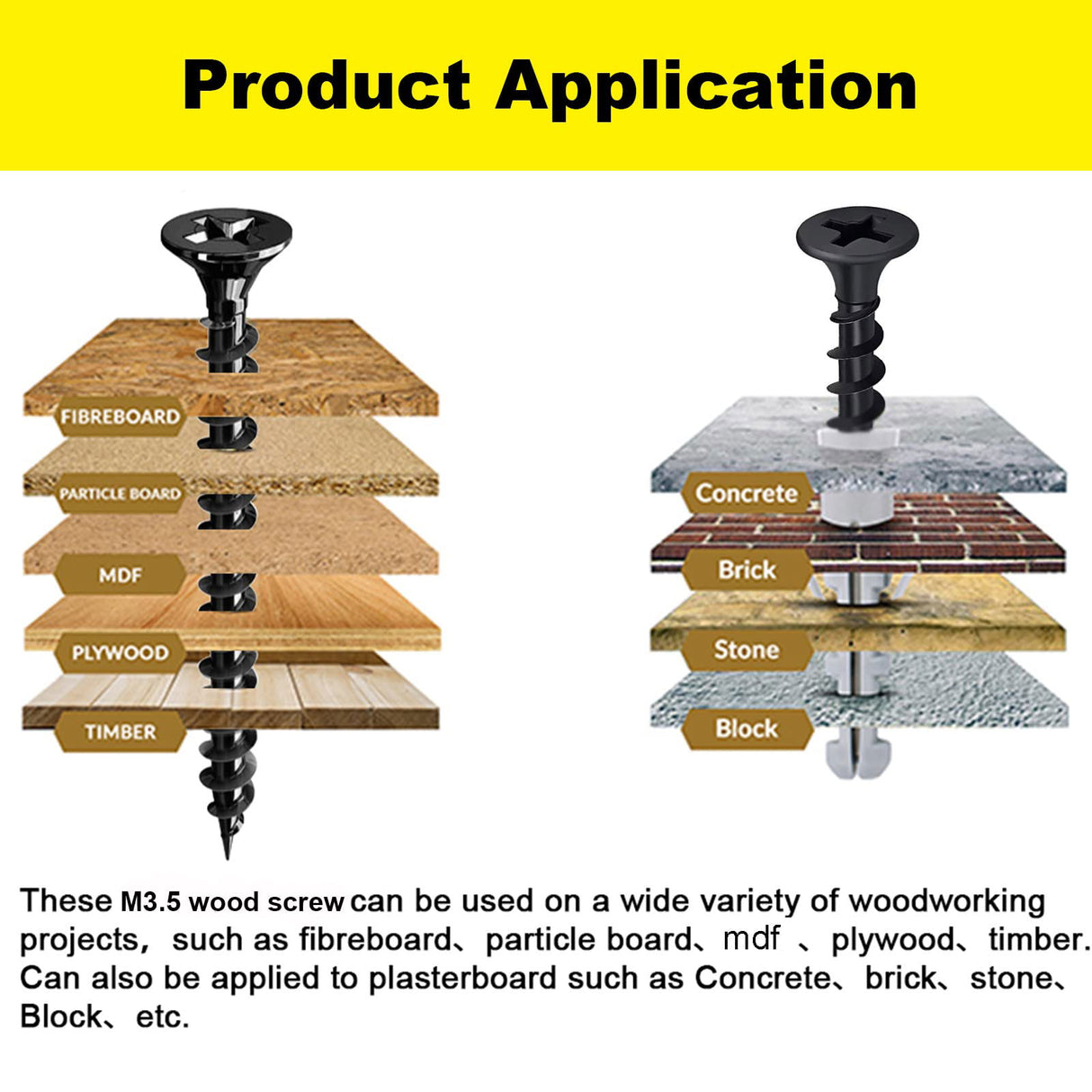 #6 x 2'' Wood Screws, Phillips Flat Head Long Screws, Self-Tapping Countersunk Screws, Exterior Wood Screws, Fasteners for Various Woodworking - WoodArtSupply