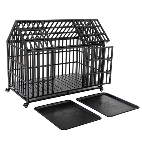 Heavy Duty Dog Crate Lockable Wheels HouseOfZazla