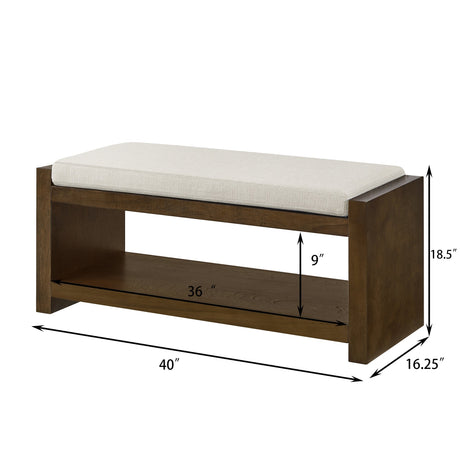 40" Accent Bench with Lower Shelf Shoe Rack HouseOfZazla