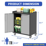 Heavy Duty Metal Garage Storage Cabinet With Wheels Sturdy Tool Organizer