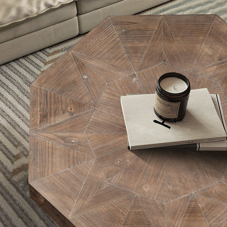 Wood Octagonal Vintage Patchwork Coffee Table HouseOfZazla
