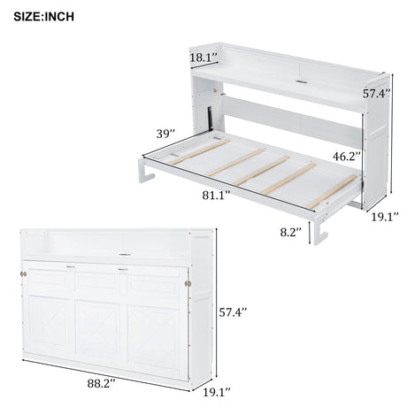 Murphy Bed With Desk, LED Light And USB Charging Station HouseOfZazla