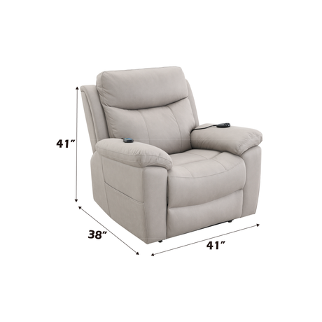 Chriki Beige Chenille & Black Finish Power Recliner with Lift, Heating, and Massage HouseOfZazla