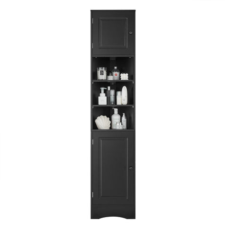 Multi-Functional Corner Cabinet Tall Bathroom Storage Cabinet with Two Doors and Adjustable Shelves, Open Shelf HouseOfZazla