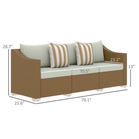Rattan Wicker Seater Patio Couch with Cushions and Throw Pillows HouseOfZazla