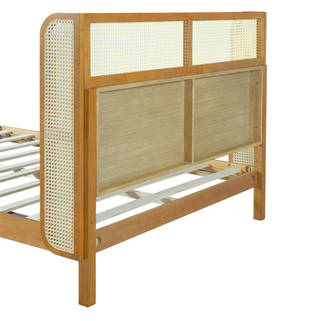 Premium Rubber Wood Platform Queen Bed Frame with Headboard HouseOfZazla