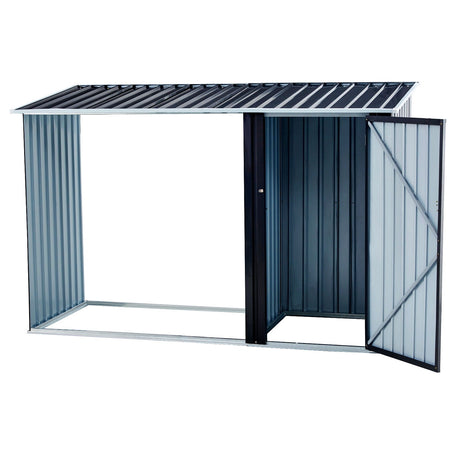 Firewood Storage Shed, Outdoor Firewood Rack, Outdoor Storage Shed With Log Holder, Firewood Shelter For Patio, Anthracite Galvanized Steel - Black HouseOfZazla