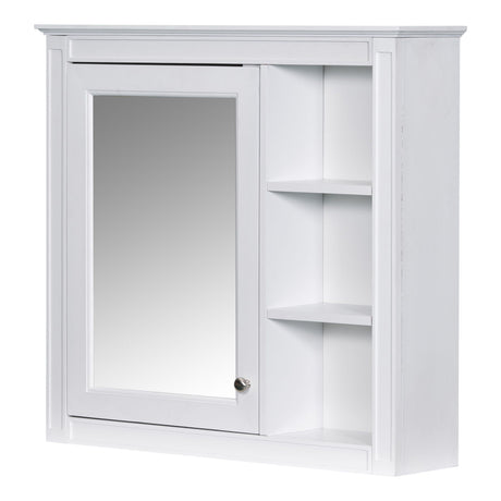 Bathroom Vanity With Medicine Cabinet, Royal Mirror Cabinet, Modern Bathroom Storage Cabinet With 2 Soft Closing Doors And 4 Drawers HouseOfZazla