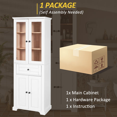 Bathroom Storage Cabinet, Adjustable Shelves & Drawer, Freestanding Tower HouseOfZazla