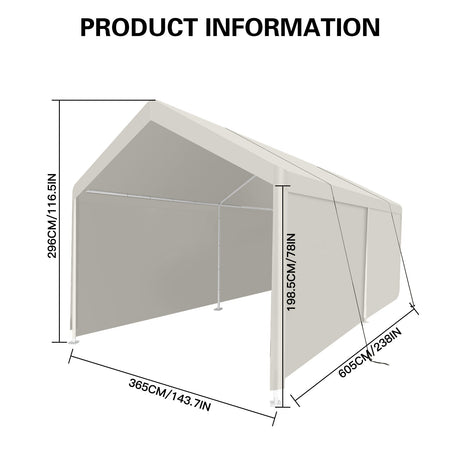 Carport, 12×20 Heavy Duty Portable Carport Garage Tent for Outdoor Storage Shelter HouseOfZazla