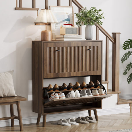 Shoe Cabinet, Storage Unit For Hallways - Walnut HouseOfZazla