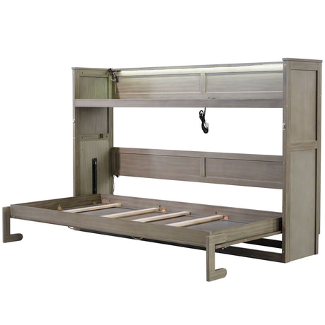 Murphy Bed With Desk, LED Light And USB Charging Station HouseOfZazla