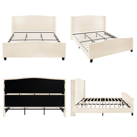 King Size Bed Frame with Upholstered Teddy Velvet Headboard HouseOfZazla