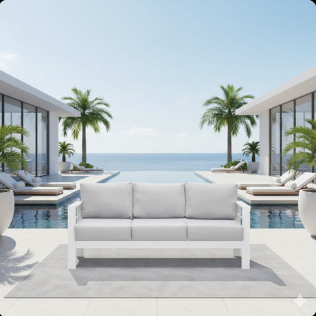 All-Weather Patio Sofa & Cushions, 3 Seat Outdoor Couch HouseOfZazla