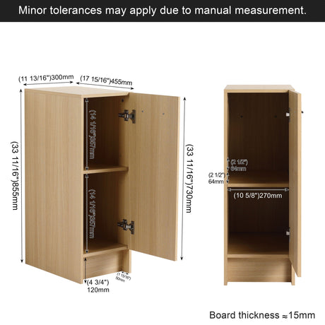 Slim Freestanding Bathroom Storage Cabinet - Light Oak HouseOfZazla