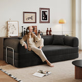 78.8' Compression Sofa,Convertible Floor Sofa Bed-with Pillow Back Support Armrest,Comfy Futon Couch Sleeper Bed,Loveseats Boneless Modular Sectional Sofa,Corduroy fabric,for Living Room,Bedroom,Black