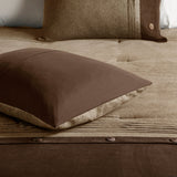 7 Piece Faux Suede Comforter Set Brown King