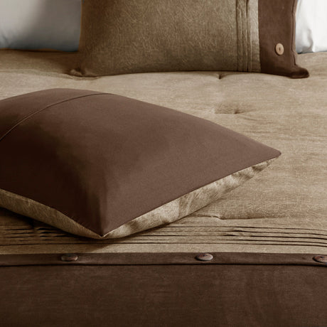 7 Piece Faux Suede Comforter Set Brown King HouseOfZazla