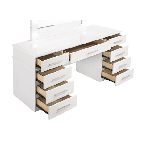 Sarah - 9 Drawer Vanity Desk With Mirror Set - White HouseOfZazla