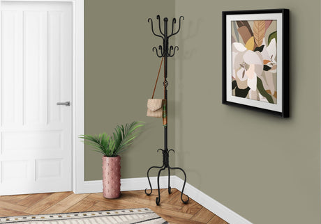 Coat Rack Hall Tree, Free Standing, 8 Hooks, Entryway, Transitional - Black HouseOfZazla