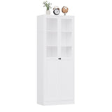Tall Metal Kitchen Pantry Cabinet With Adjustable Shelves And Silent Magnetic Doors - White