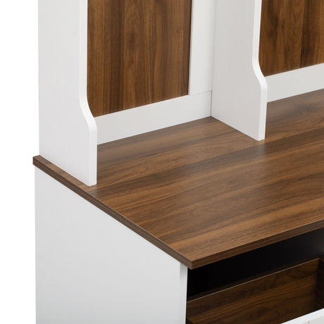 5 In 1 Entryway Bench With Coat Rack, 7 Sturdy Hooks, 2 Spacious Drawers And Adjustable Shelves HouseOfZazla