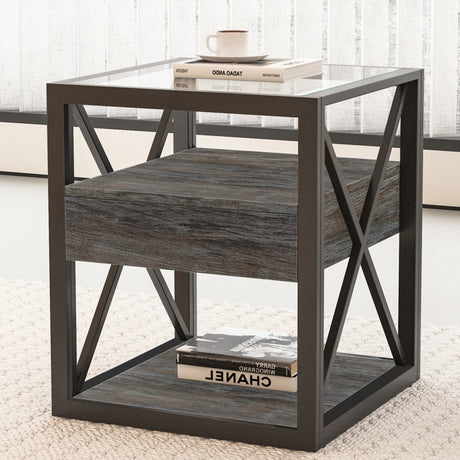 Set of 2 Modern End Tables with Drawer - Nightstands HouseOfZazla