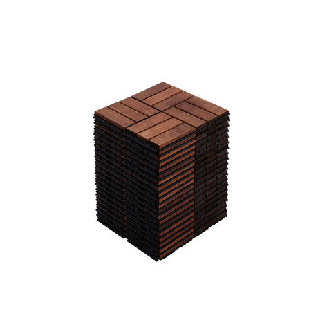 Interlocking Deck Tiles Checker Pattern, Square Acacia Hardwood Outdoor Flooring For Patio, Bancony, Pool Side HouseOfZazla