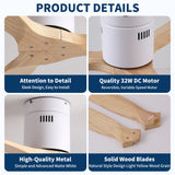 Low Profile Flush Ceiling Fan Without Light - Matte White / White