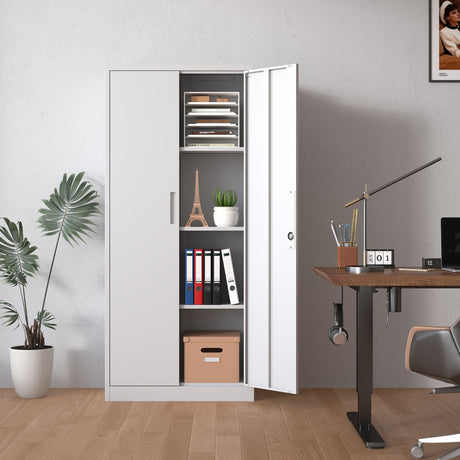 Heavy Metal Garage Storage Cabinet With Locking Doors, Steel, Adjustable Shelves HouseOfZazla