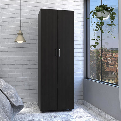 Armoire Organiser, Two Shelves, Rod, Double Door Cabinet Armoire HouseOfZazla