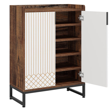 5 Tier Shoe Cabinet With Doors, Compact Entryway Storage Organizer HouseOfZazla