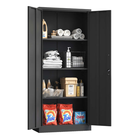 Heavy Metal Garage Storage Cabinet With Locking Doors, Steel, Adjustable Shelves HouseOfZazla