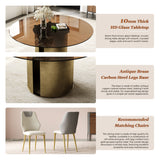 Modern Round Dining Table Set With Glass Top And Steel Legs