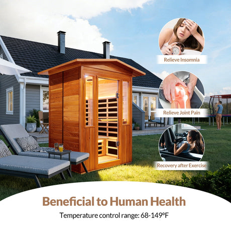 Outdoor Double Red Cedar Far Infrared Sauna Room HouseOfZazla