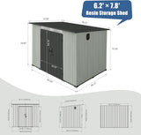 6x8FT Outdoor Resin Storage Shed with Transparent Windows & Louvered Vents