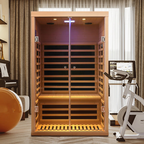 Luxury Indoor Hemlock Infrared Sauna Room with Double Doors and Glass for Two Persons HouseOfZazla