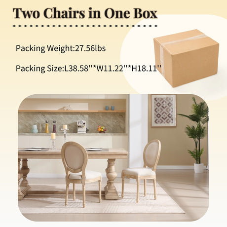 French Country Dining Chairs Set of 2 with Upholstered Round Back HouseOfZazla
