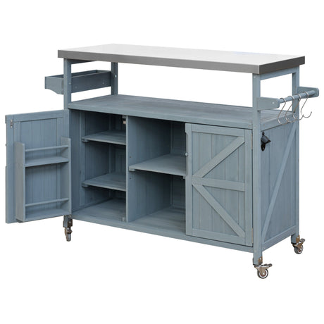 K&K Outdoor Kitchen Island, Rolling Bar Cart & Storage Cabinet HouseOfZazla