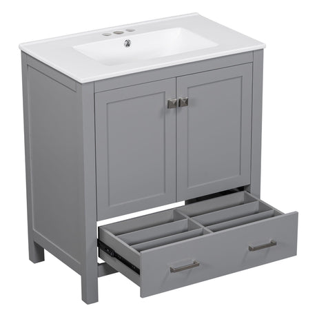 Bathroom Vanity With Single Sink, Combo Cabinet Undermount Sink, Bathroom Storage Cabinet With Two Doors And A Drawer, Soft Closing, Multifunctional Storage, Solid Wood Frame HouseOfZazla