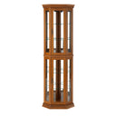 Corner Curio Cabinet With Lights, Adjustable Tempered Glass Shelves, Mirrored Back, Display Cabinet (E26 Light Bulb Not Included) HouseOfZazla