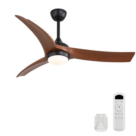 Ceiling Fan With 3 Blades, Remote Control, Reversible DC Motor, Dimmable Light, And Timer - Black HouseOfZazla