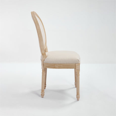 French Country Dining Chairs Set of 2 with Upholstered Round Back HouseOfZazla