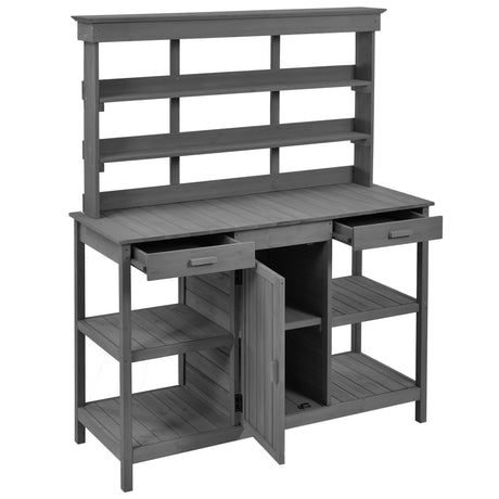 Topmax 66'' Large Outdoor Farmhouse Wooden Potting Bench Table HouseOfZazla