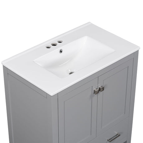 Bathroom Vanity With Single Sink, Combo Cabinet Undermount Sink, Bathroom Storage Cabinet With Two Doors And A Drawer, Soft Closing, Multifunctional Storage, Solid Wood Frame HouseOfZazla