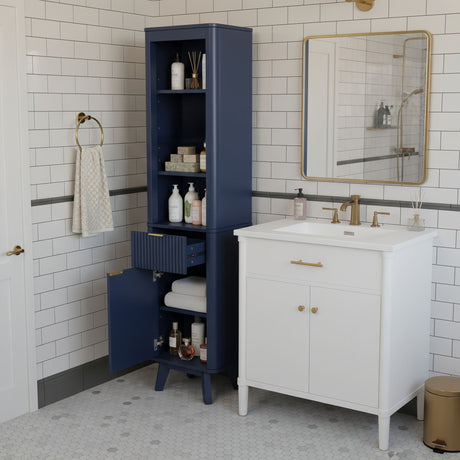 Tall Bathroom Storage Cabinet With Adjustable Shelves And 1 Drawer & Door HouseOfZazla
