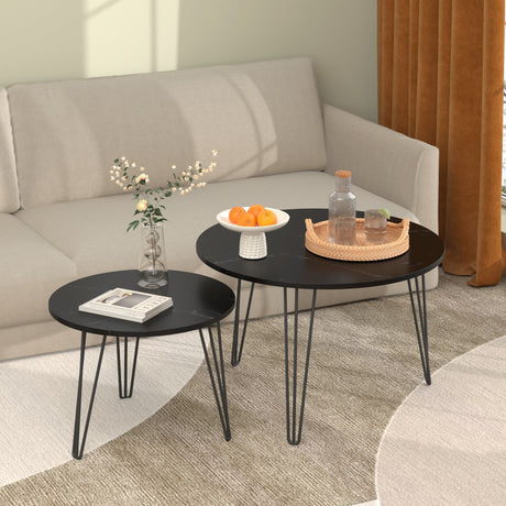 Round Nesting Coffee Table For Living Room (Set of 2) HouseOfZazla