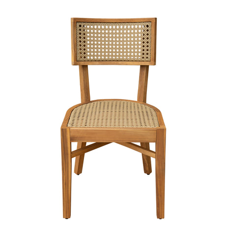 Netro Acacia Wood Dining Chair with Light Brown Wicker HouseOfZazla