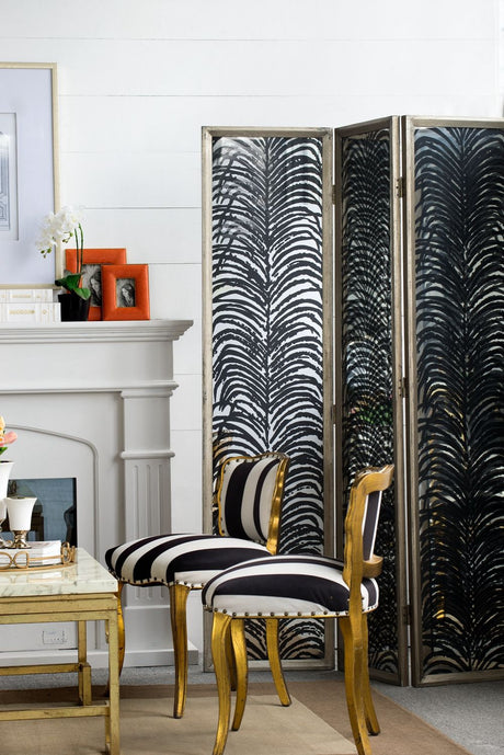 Room Divider, Herero 4 Panel Decorative Screen - Black HouseOfZazla