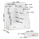 Bookshelf With 2 Storage Drawers, Front Facing Bookcase And Toy Organizer, Multi Tier Reading Shelf - White